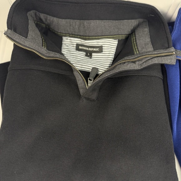 Banana Republic Mens Quarter Zip Pullover Bundle Black And Blue Size Large - Picture 4 of 15